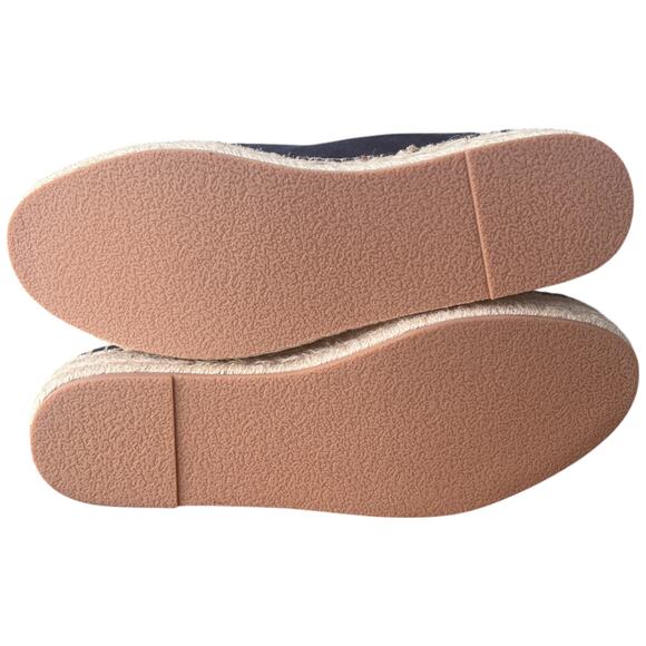 TALBOTS Quinn Women 10 Navy Blue Preppy Suede Platform Espadrilles Sandals Shoes - Picture 11 of 13